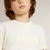 Αγορίστικο κρεμ T-shirt με ανάγλυφο λογότυπο
