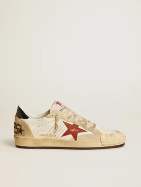 Ανδρικά Ball Star LTD από δέρμα νάπα με κόκκινο δερμάτινο αστέρι και δερμάτινη ετικέτα στη φτέρνα