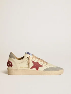 Ανδρικά Ball Star LTD από δέρμα νάπα με κόκκινο δερμάτινο αστέρι και γκρι σουέτ λουράκι στη φτέρνα