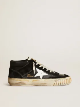 Ανδρικά Mid Star σε μαύρο δέρμα νάπα και σουέτ με λευκό δερμάτινο αστέρι
