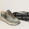 Ανδρικά παπούτσια με Running Sole από ανοιχτό μπλε νάιλον με μαύρο αστέρι και πράσινη δερμάτινη ετικέτα στη φτέρνα