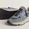 Ανδρικά παπούτσια Running Sole από ανοιχτό μπλε νάιλον και νουμπούκ με μαύρο αστέρι