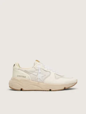 Ανδρικά παπούτσια Running Sole με πλέγμα και λευκή νάπα