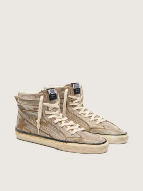 Ανδρικά Slide Sneakers από σουέτ σε χρώμα καπνού με κρύσταλλα και αστέρι από σουέτ σε χρώμα καπνού