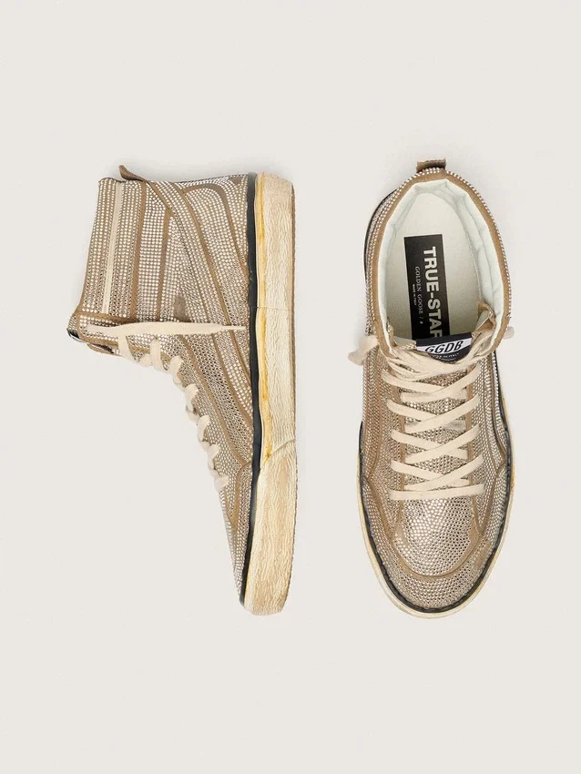 Ανδρικά Slide Sneakers από σουέτ σε χρώμα καπνού με κρύσταλλα και αστέρι από σουέτ σε χρώμα καπνού