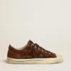 Ανδρικά Sneakers V-Star LTD από σκούρο καφέ σουέτ με αστέρι σε τόνους του ίδιου χρώματος