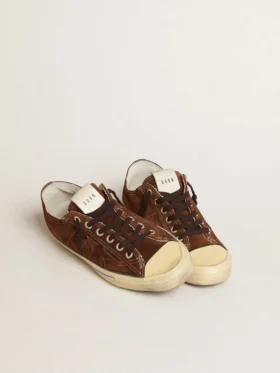 Ανδρικά Sneakers V-Star LTD από σκούρο καφέ σουέτ με αστέρι σε τόνους του ίδιου χρώματος