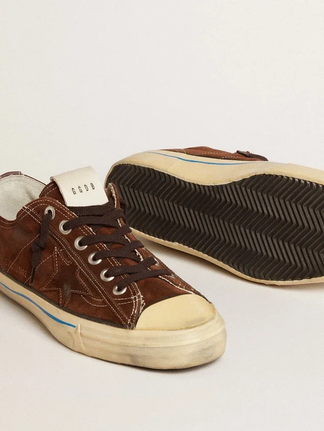 Ανδρικά Sneakers V-Star LTD από σκούρο καφέ σουέτ με αστέρι σε τόνους του ίδιου χρώματος