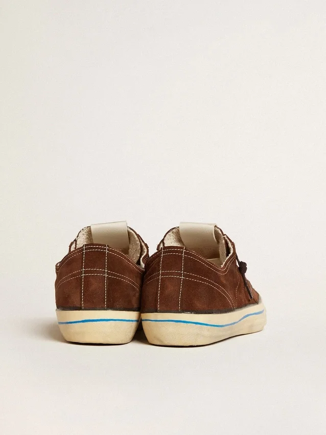 Ανδρικά Sneakers V-Star LTD από σκούρο καφέ σουέτ με αστέρι σε τόνους του ίδιου χρώματος