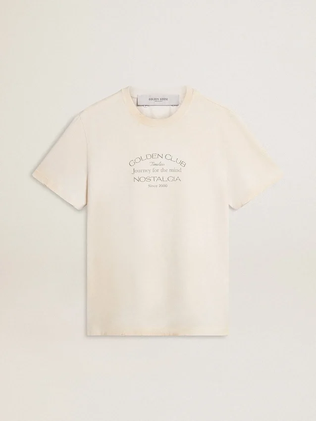 Ανδρικό λευκό T-shirt σε vintage στυλ με τύπωμα μπροστά