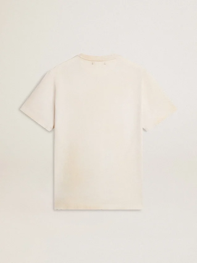 Ανδρικό λευκό T-shirt σε vintage στυλ με τύπωμα μπροστά