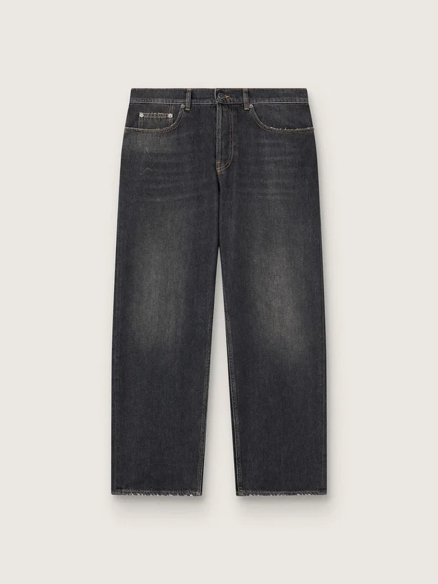 Ανδρικό μαύρο τζιν με εφέ stonewashed