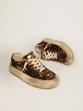 Ανδρικό Space-Star από δέρμα πόνυ με animal print και επένδυση από shearling