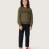 Χρυσό φούτερ unisex από βαμβάκι σε στρατιωτικό πράσινο με ανάποδο λογότυπο