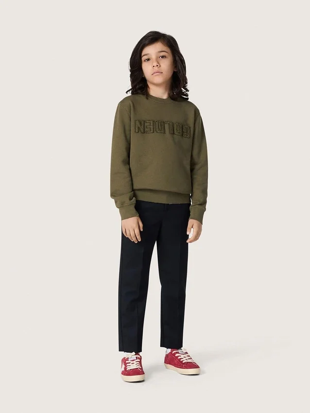Χρυσό φούτερ unisex από βαμβάκι σε στρατιωτικό πράσινο με ανάποδο λογότυπο