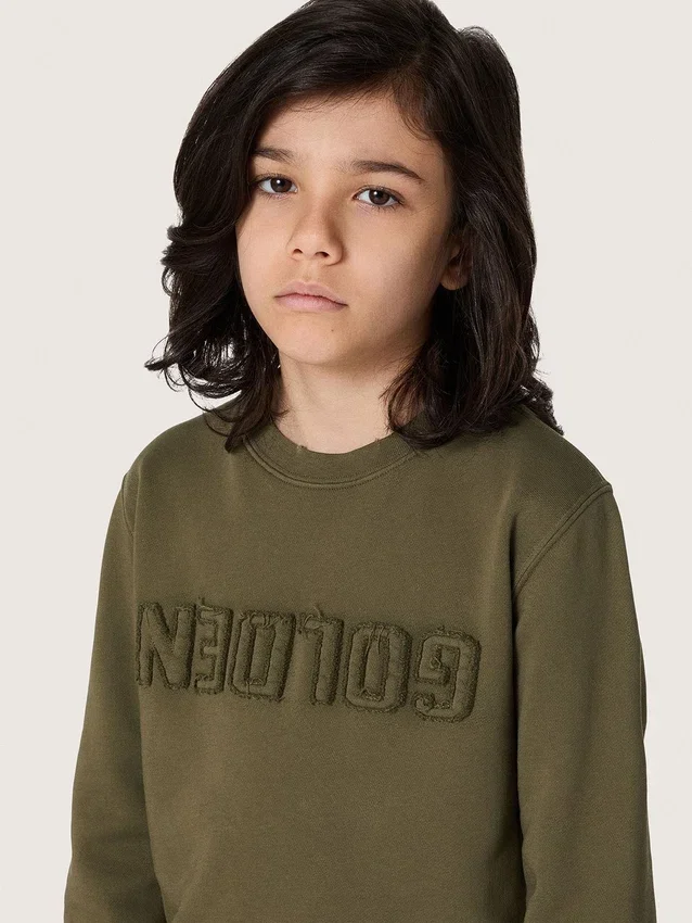 Χρυσό φούτερ unisex από βαμβάκι σε στρατιωτικό πράσινο με ανάποδο λογότυπο