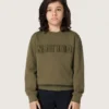 Χρυσό φούτερ unisex από βαμβάκι σε στρατιωτικό πράσινο με ανάποδο λογότυπο