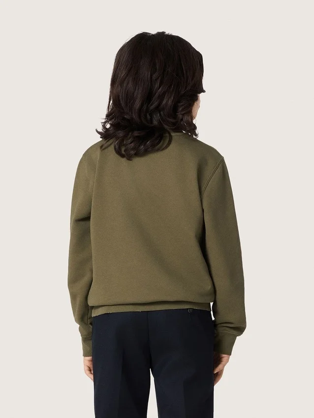 Χρυσό φούτερ unisex από βαμβάκι σε στρατιωτικό πράσινο με ανάποδο λογότυπο