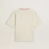 CNY φθαρμένο λευκό αμάνικο T-shirt με κόκκινο κέντημα