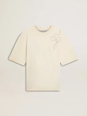 CNY φθαρμένο λευκό T-shirt χαλαρής εφαρμογής