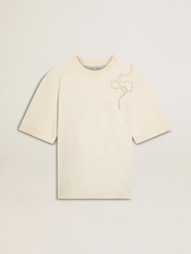 CNY φθαρμένο λευκό T-shirt χαλαρής εφαρμογής