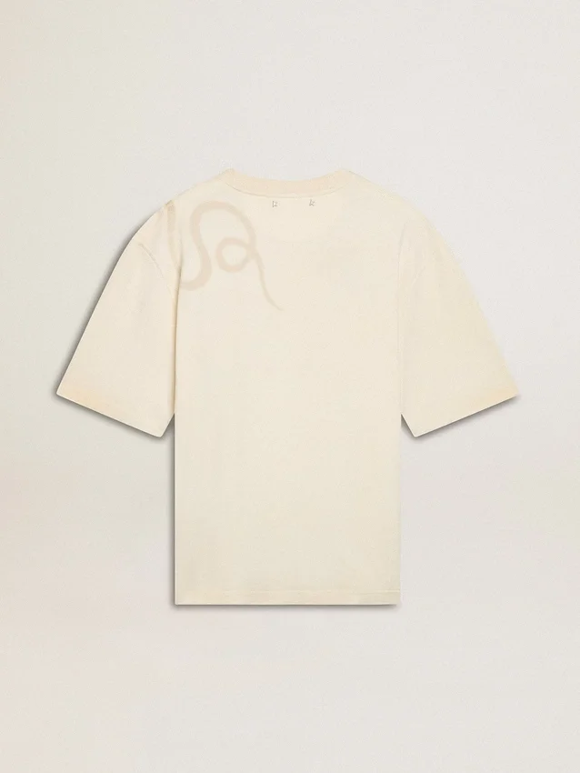 CNY φθαρμένο λευκό T-shirt χαλαρής εφαρμογής