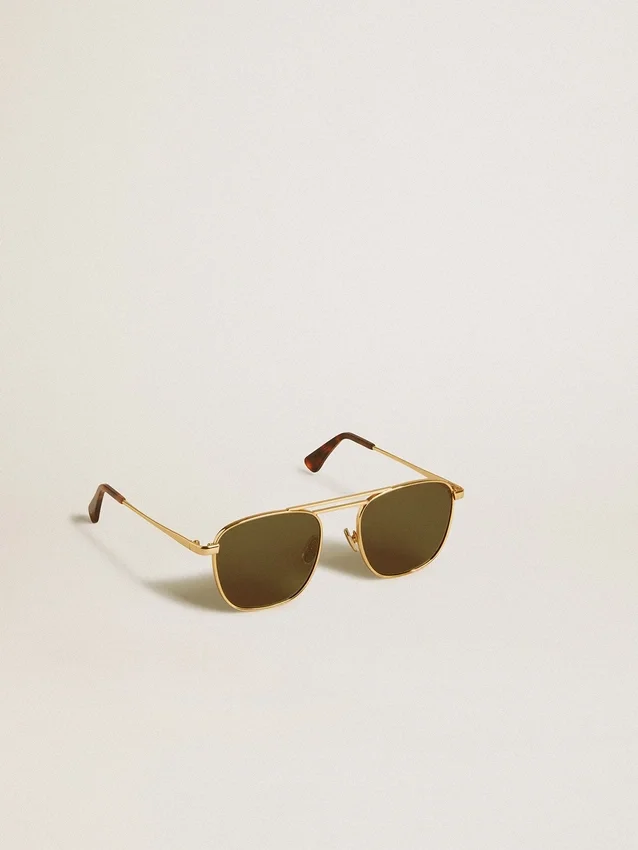 Γυαλιά ηλίου τύπου Aviator με χρυσό σκελετό και πράσινους φακούς