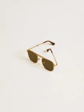 Γυαλιά ηλίου τύπου Aviator με χρυσό σκελετό και πράσινους φακούς