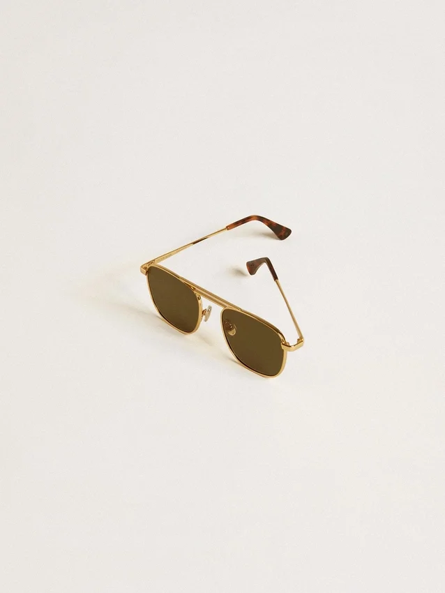 Γυαλιά ηλίου τύπου Aviator με χρυσό σκελετό και πράσινους φακούς