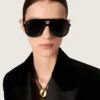 Γυαλιά ηλίου τύπου Aviator με μαύρο σκελετό και φακούς