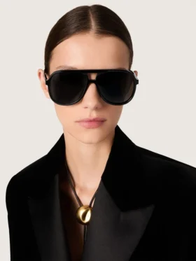 Γυαλιά ηλίου τύπου Aviator με μαύρο σκελετό και φακούς