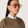 Γυαλιά ηλίου τύπου Aviator με σκελετό και φακούς σε χρώμα μελιού