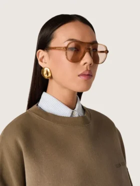 Γυαλιά ηλίου τύπου Aviator με σκελετό και φακούς σε χρώμα μελιού