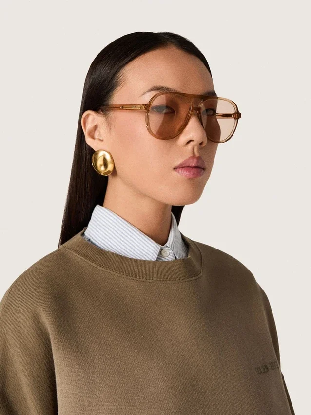 Γυαλιά ηλίου τύπου Aviator με σκελετό και φακούς σε χρώμα μελιού