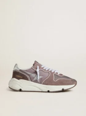 Γυναικεία αθλητικά παπούτσια με Running Sole από νάιλον και σουέτ σε χρώμα λεβάντας, με τυπωμένο αστέρι και ασημένια δερμάτινη ετικέτα στη φτέρνα