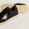 Γυναικεία Ball Star από πλέγμα με κρύσταλλα Swarovski και μαύρο αστέρι και γλωττίδα στη φτέρνα από πλαστικοποιημένο δέρμα