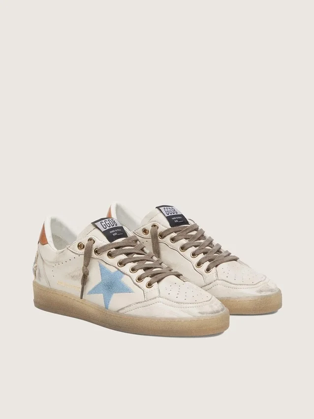 Γυναικεία Ball Star LTD από λευκό δέρμα με γαλάζιο κεντημένο αστέρι