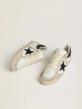 Γυναικεία Ball Star LTD από νάπα με μαύρο κρυστάλλινο αστέρι και μπεζ σουέτ ενθέματα