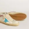 Γυναικεία Mid Star από δέρμα με γαλάζιο αστέρι και φούξια σουέτ λεπτομέρεια με πλατινένια καρφιά