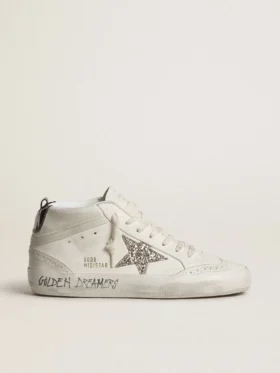 Γυναικεία Mid Star με ασημί αστέρι με γκλίτερ και μαύρη πλαστικοποιημένη ετικέτα στη φτέρνα