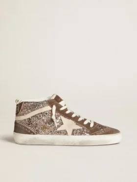 Γυναικεία Mid Star με γκλίτερ, αστέρι από σουέτ σε χρώμα μαργαριταριού και καφέ σουέτ ενθέματα