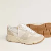 Γυναικεία παπούτσια με Running Sole από καμβά με μπεζ αστέρι και μεταλλική πλατινέ δερμάτινη λωρίδα στη φτέρνα