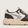 Γυναικεία παπούτσια με Running Sole από νάπα και καφέ σουέτ με αστέρι από κρύσταλλα Swarovski