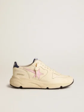 Γυναικεία παπούτσια Running Sole από δέρμα νάπα με ροζ δερμάτινο αστέρι και μπλε δερμάτινη ετικέτα στη φτέρνα