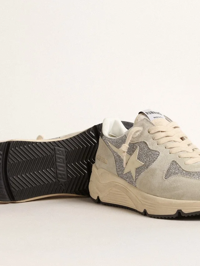 Γυναικεία παπούτσια Running Sole διακοσμημένα με κρύσταλλα Swarovski και αστέρι σε χρώμα ελεφαντόδοντου