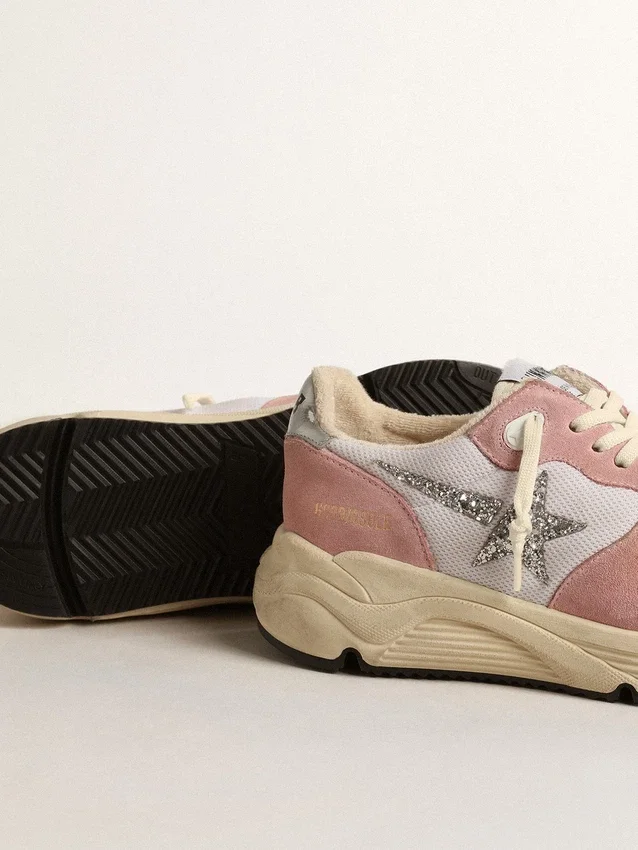 Γυναικεία Running Sole με γκρι πλέγμα και σουέτ με ασημένιο αστέρι με γκλίτερ