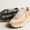 Γυναικεία Running Sole με πλέγμα και σουέτ, ροζ αστέρι και ασημί λουράκι στη φτέρνα