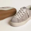 Γυναικεία Sneakers Hi Star από μπεζ σουέτ με αστέρι από πλαστικοποιημένο δέρμα και γκλίτερ στη φτέρνα