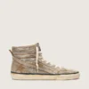 Γυναικεία Sneakers LAB από σουέτ σε χρώμα καπνού με κρύσταλλα και αστέρι από σουέτ σε χρώμα καπνού