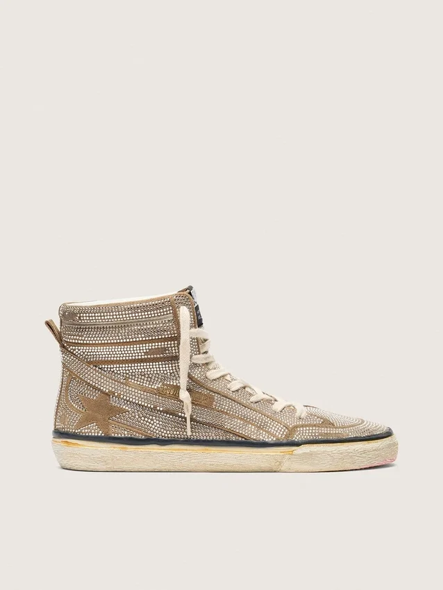 Γυναικεία Sneakers LAB από σουέτ σε χρώμα καπνού με κρύσταλλα και αστέρι από σουέτ σε χρώμα καπνού